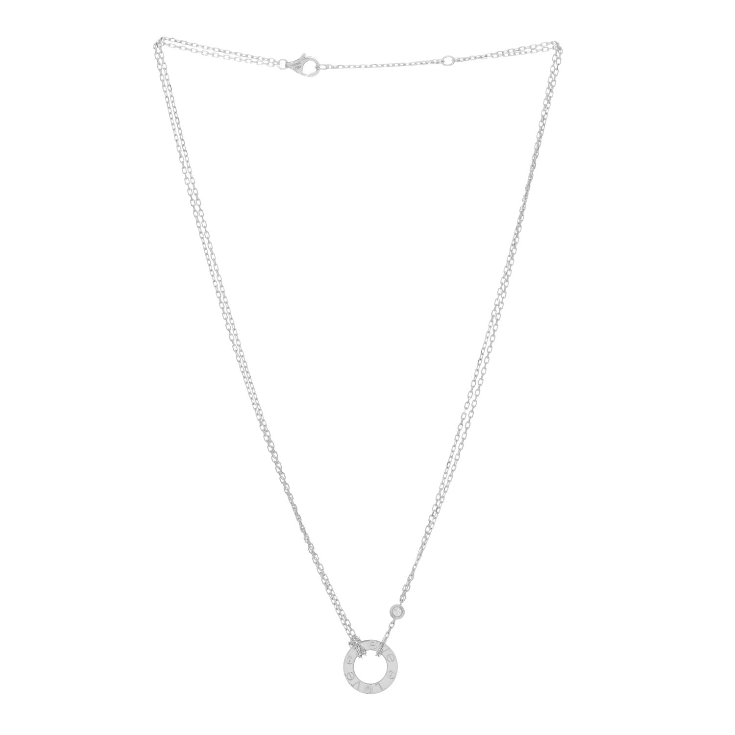 Cartier 18K White Gold 2 Diamond LOVE Necklace 2 of 4