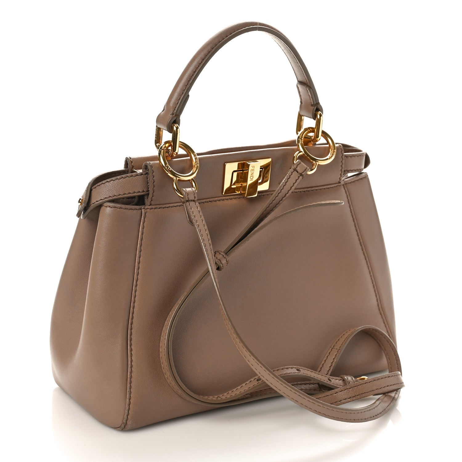 Fendi Nappa Mini Peekaboo Iconic Satchel Tortora 2 of 8