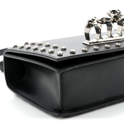 Alexander McQueen Calfskin Studded Jeweled Knuckle Satchel Black 8 of 9