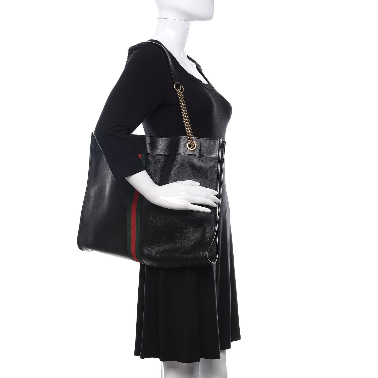 Calfskin Large Rajah Chain Tote Black