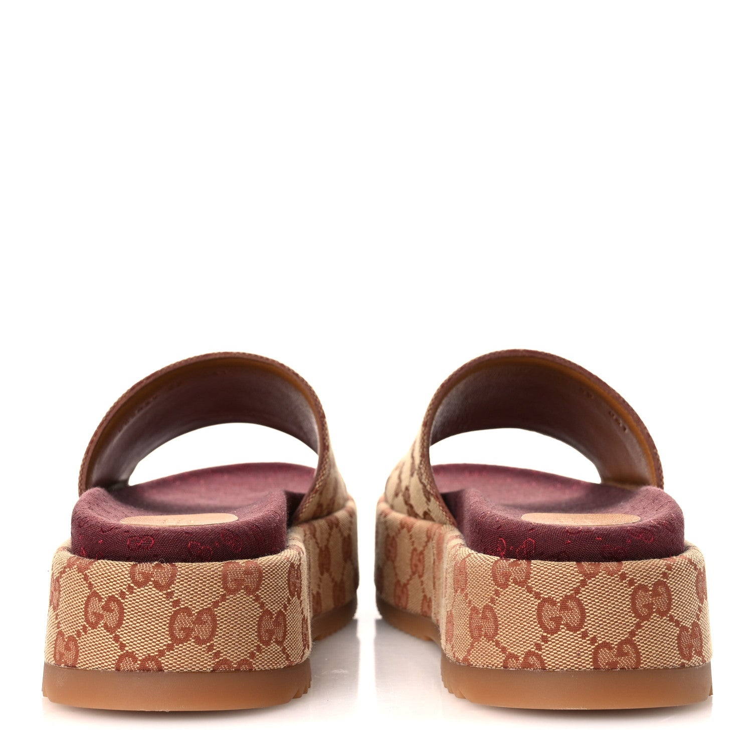 Gucci Canvas GG Monogram Angelina Platform Slide Sandals 39 Beige Ruggine 6 of 11