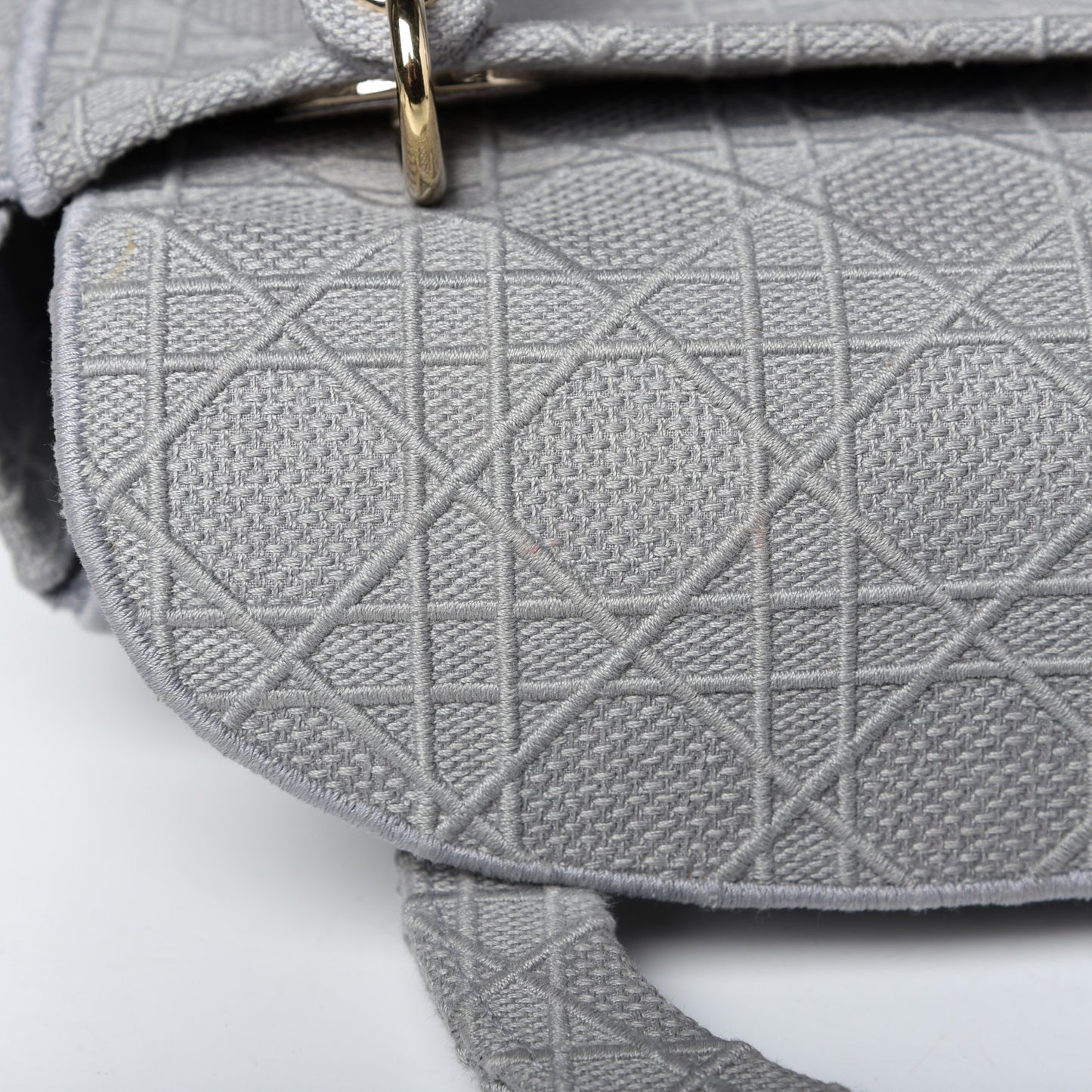 Canvas Embroidered Cannage Medium Lady D-Lite Stone Gray