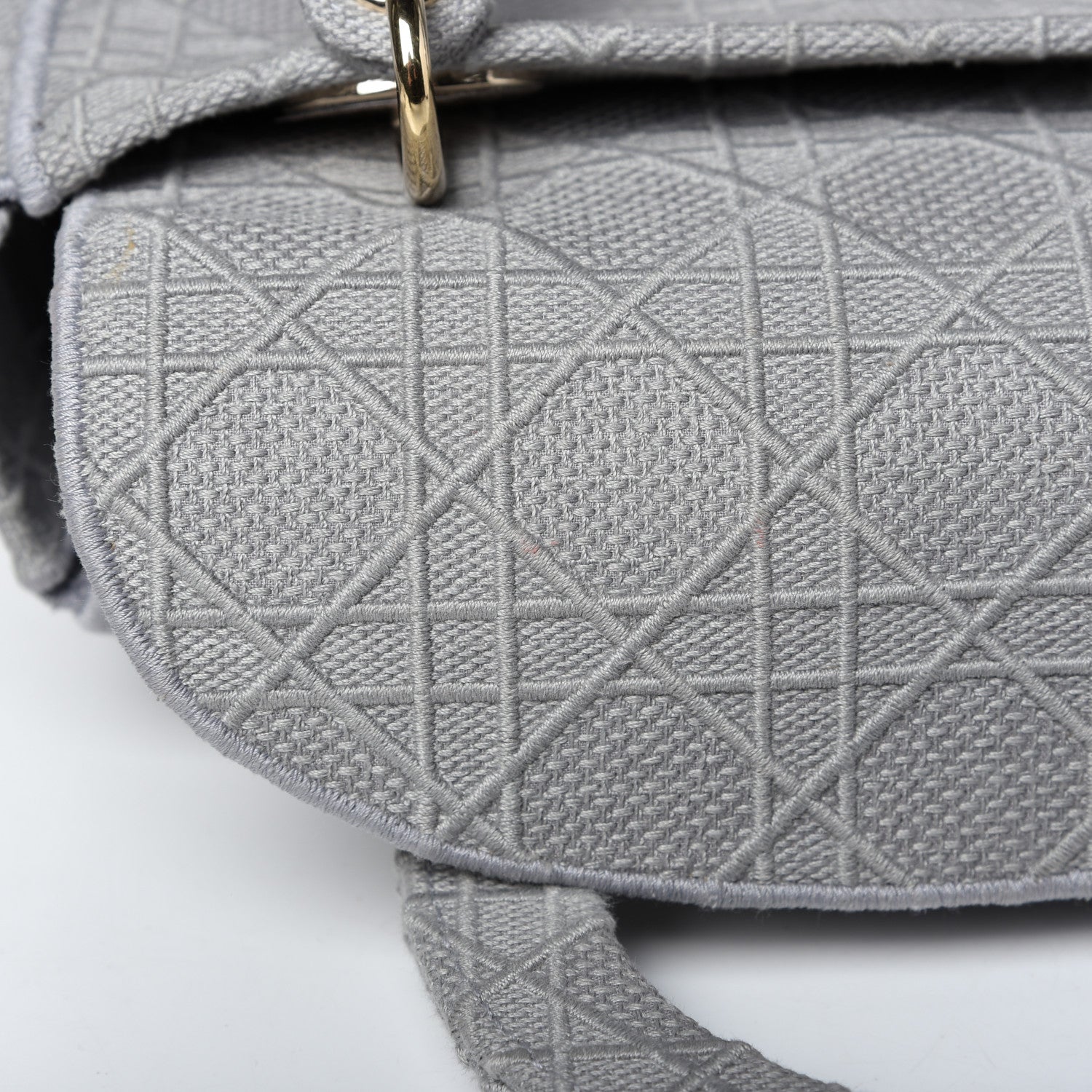Christian Dior Canvas Embroidered Cannage Medium Lady D-Lite Stone Gray 9 of 10