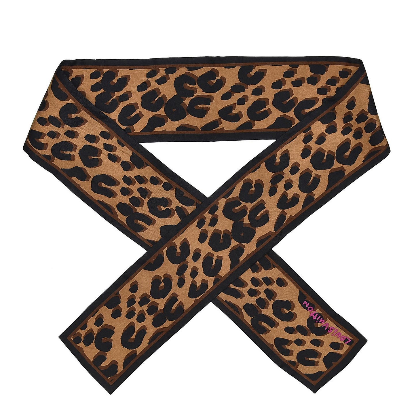 Silk Leopard Bandeau Scarf Marron