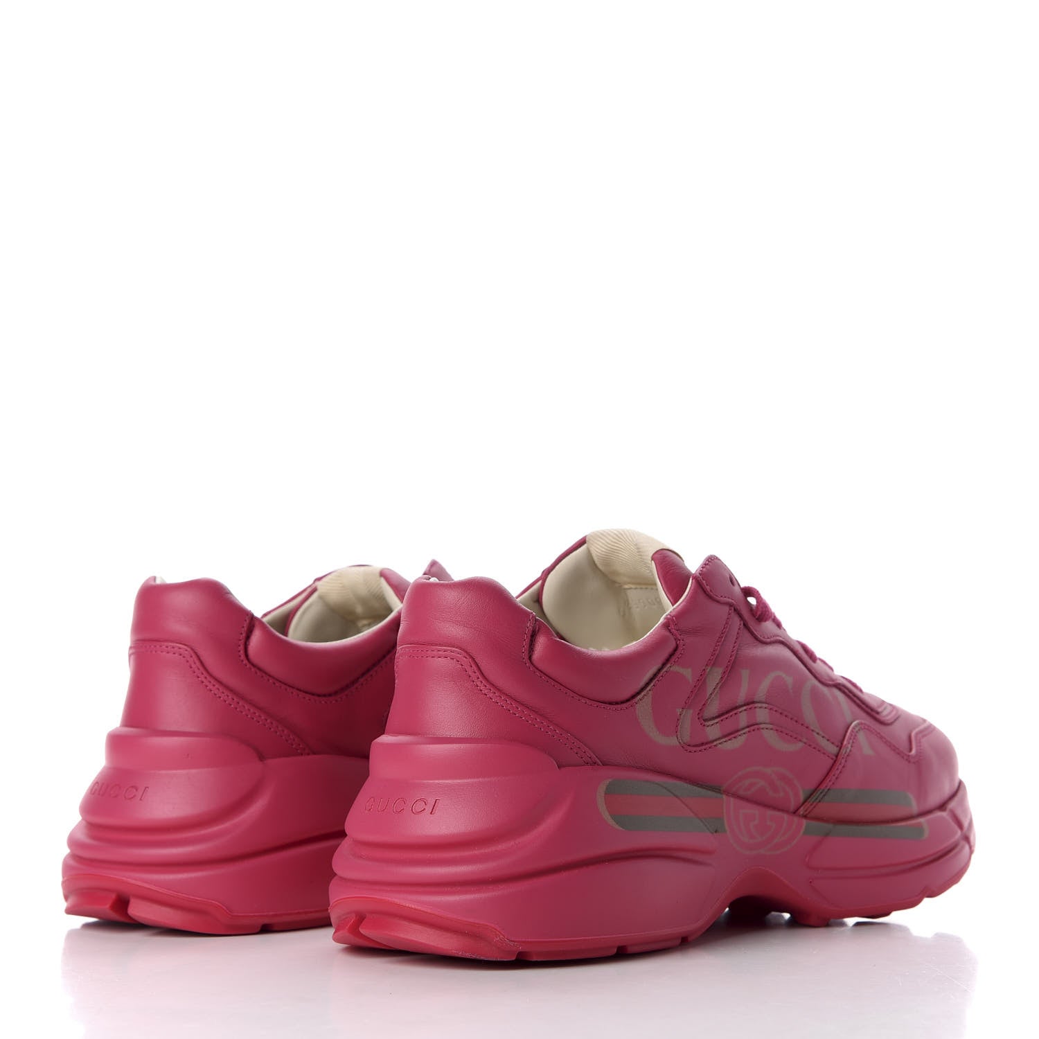 Gucci Calfskin Logo Mens Rhyton Sneakers 8.5 Box Pink 4 of 16