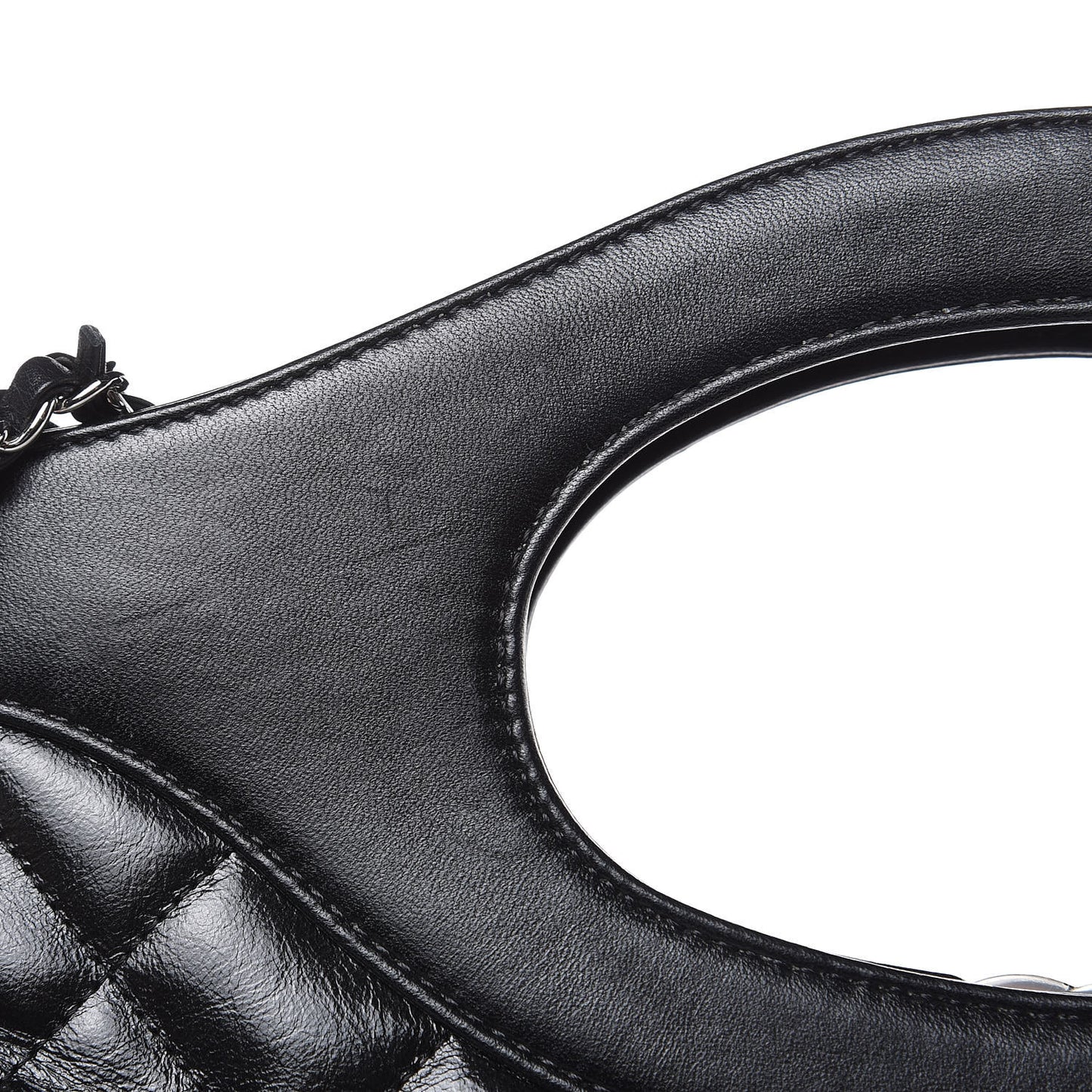 Glazed Lambskin Quilted Small 31 Shopping Bag Black
