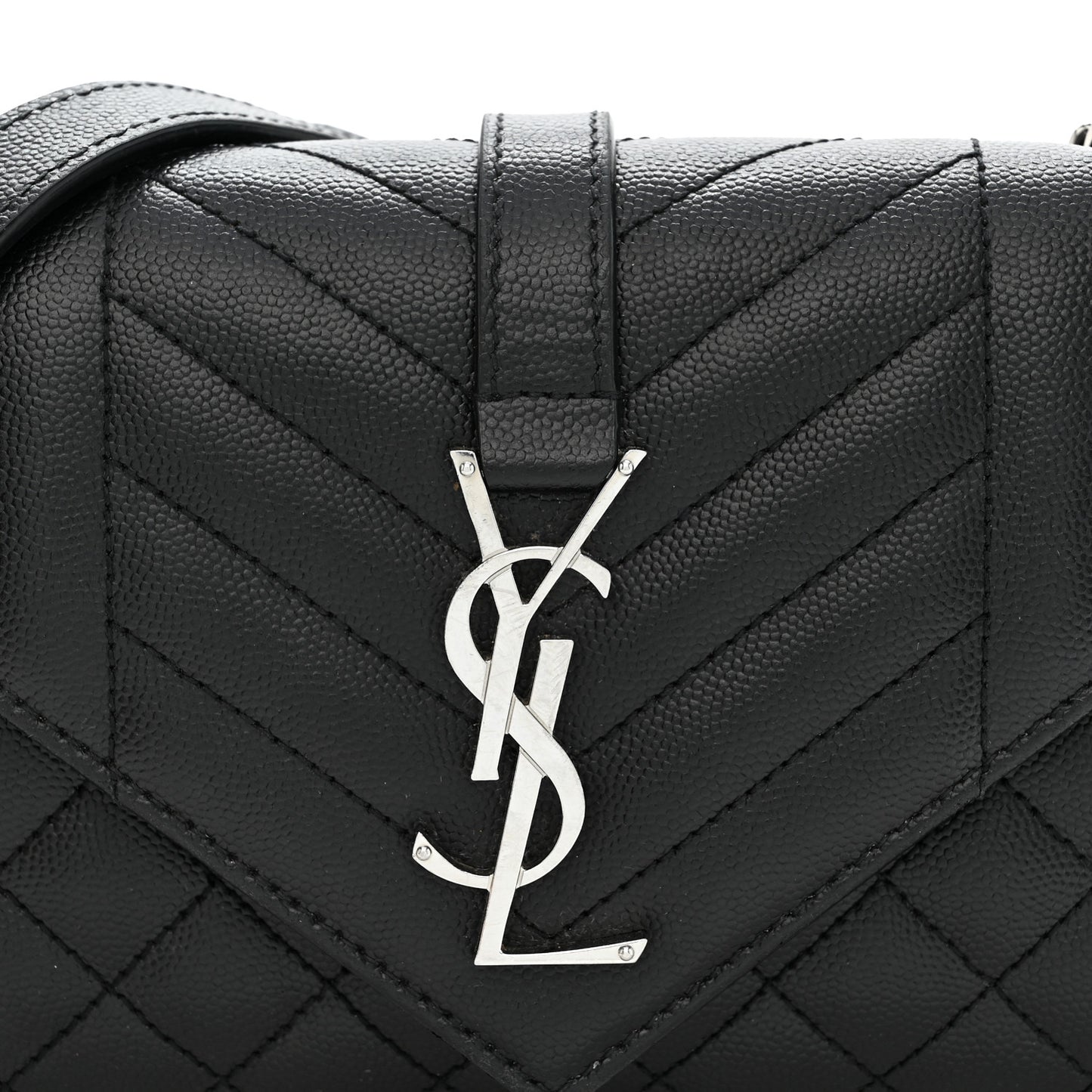 Grain De Poudre Textured Mixed Matelasse Triquilt Small Monogram Satchel Black