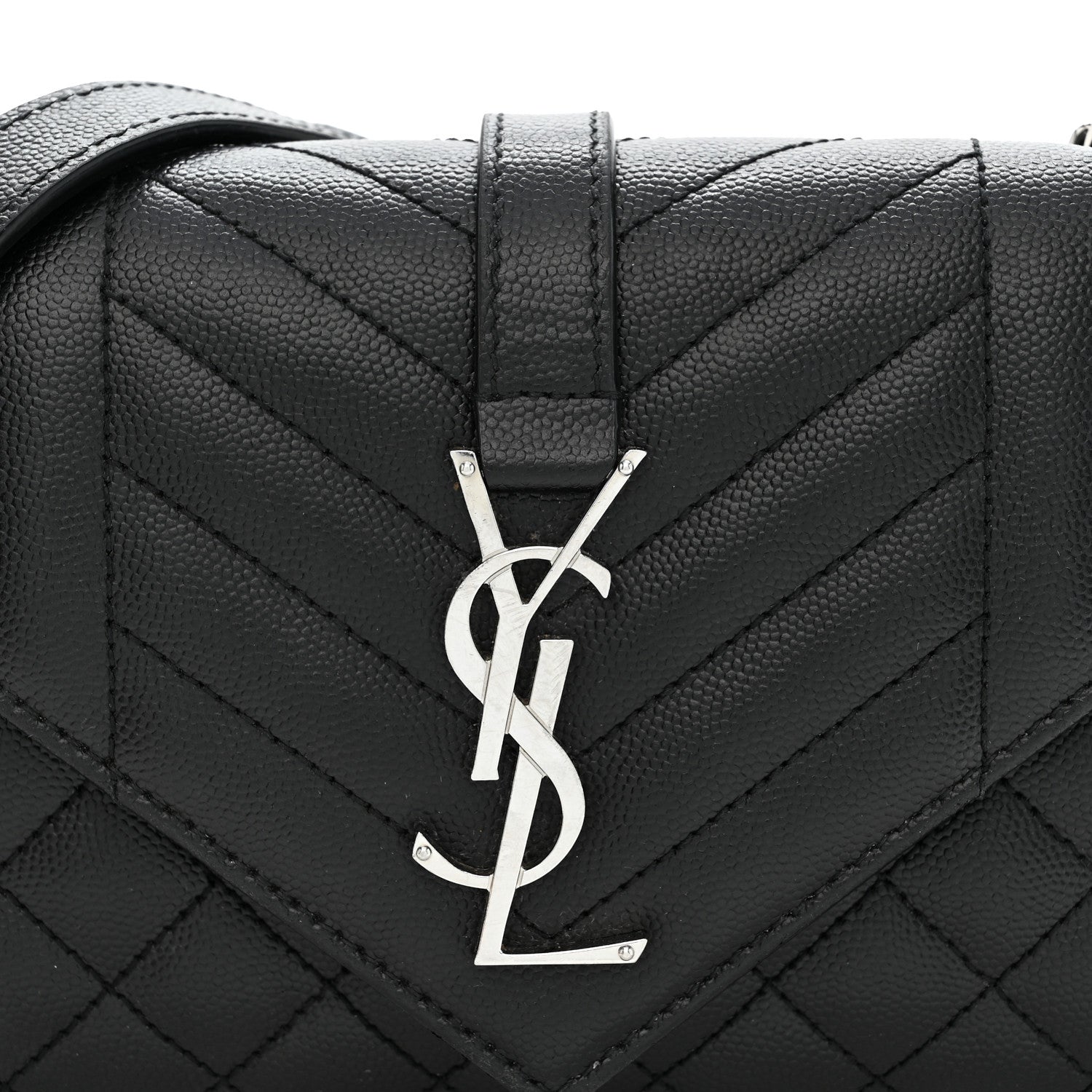 Saint Laurent Grain De Poudre Textured Mixed Matelasse Triquilt Small Monogram Satchel Black 8 of 10