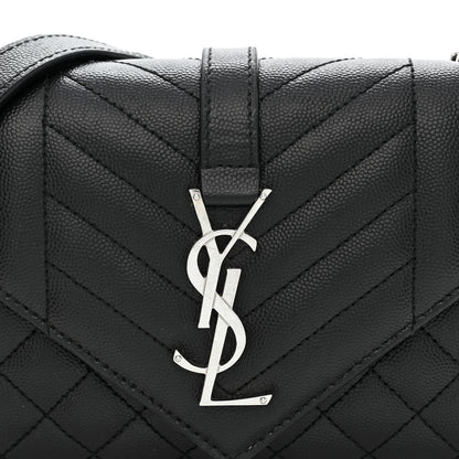 Saint Laurent Grain De Poudre Textured Mixed Matelasse Triquilt Small Monogram Satchel Black 8 of 10