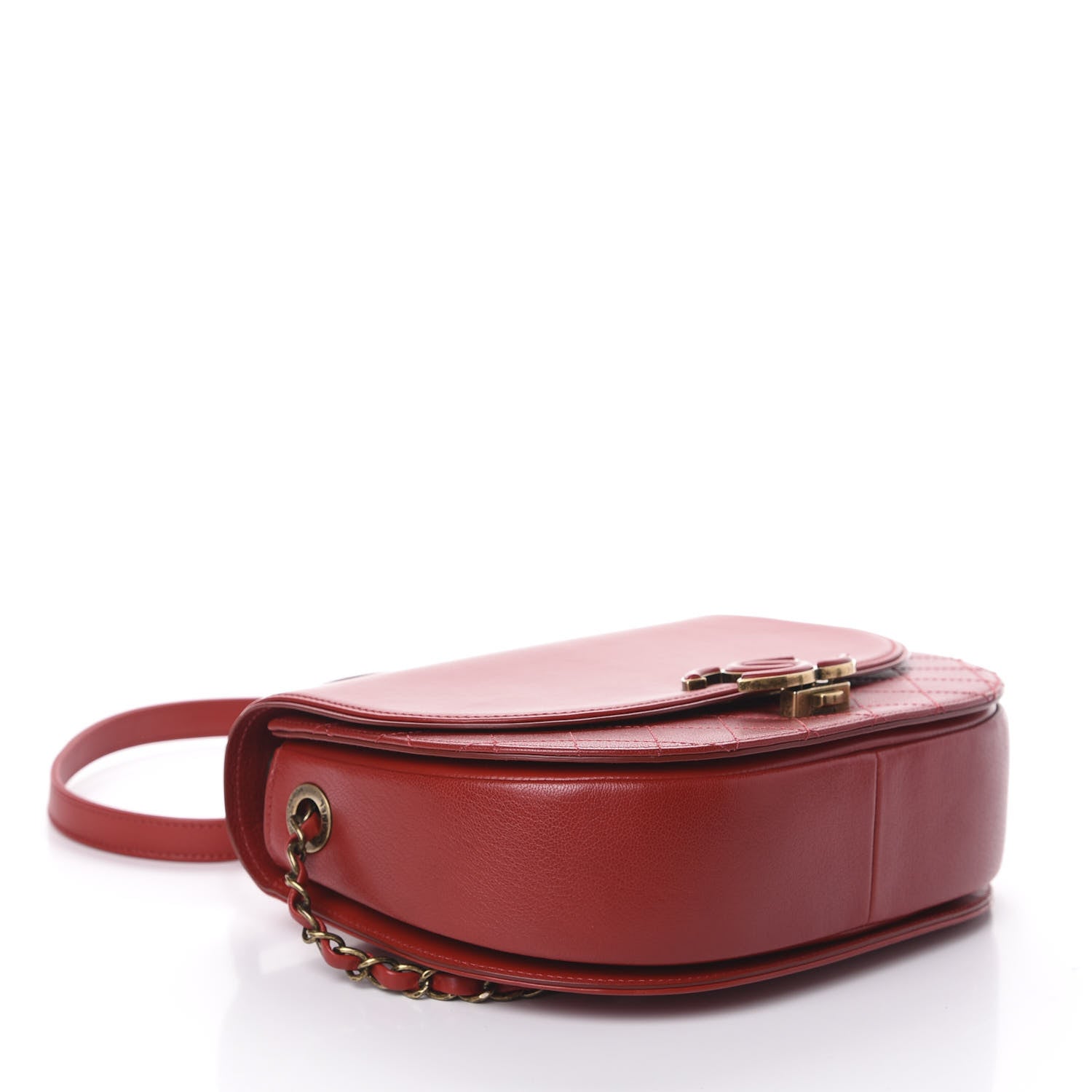Chanel Shiny Calfskin Goatskin Quilted Medium Coco Curve Messenger Flap Red 4 of 10
