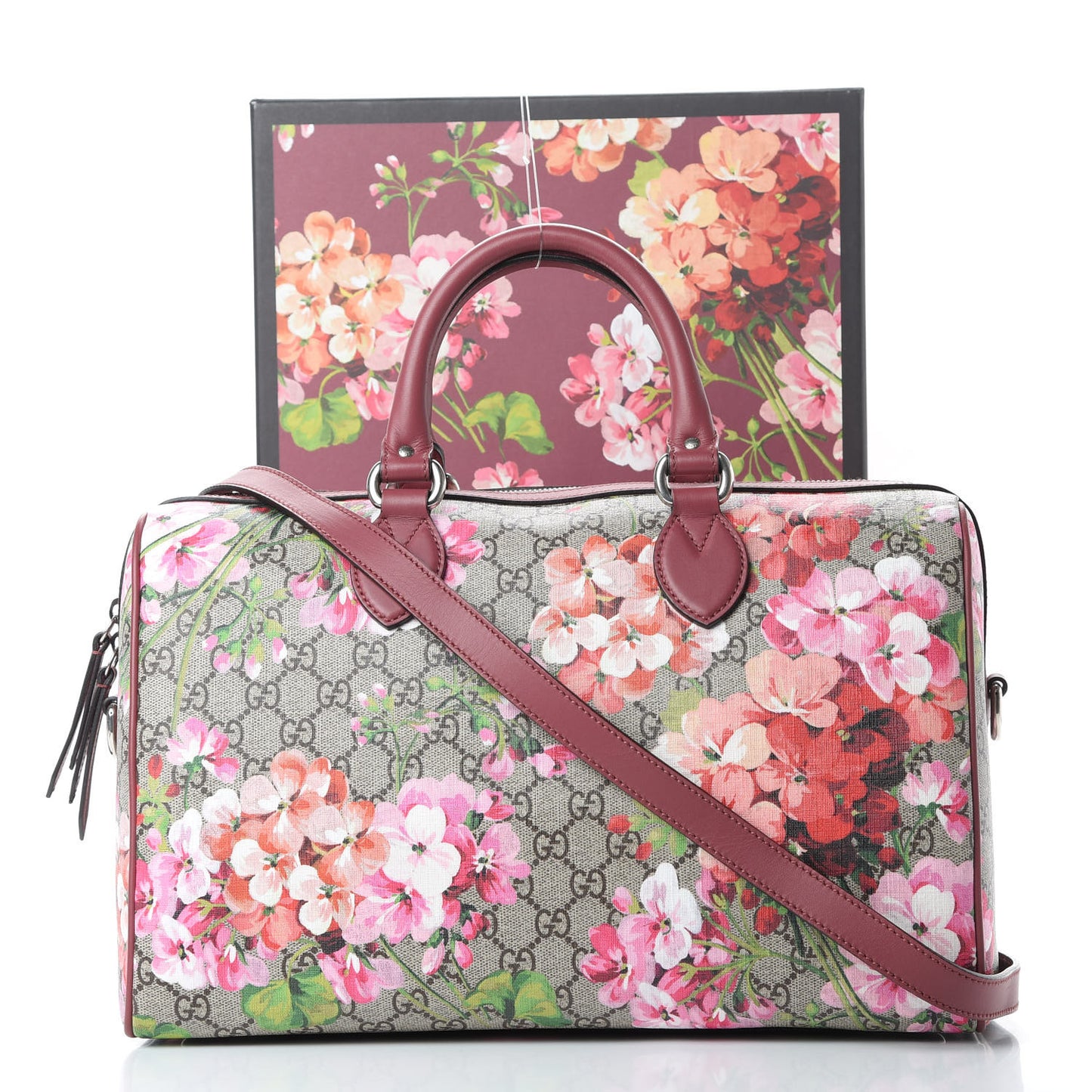 GG Supreme Monogram Blooms Medium Boston Beige Multicolor Dry Rose