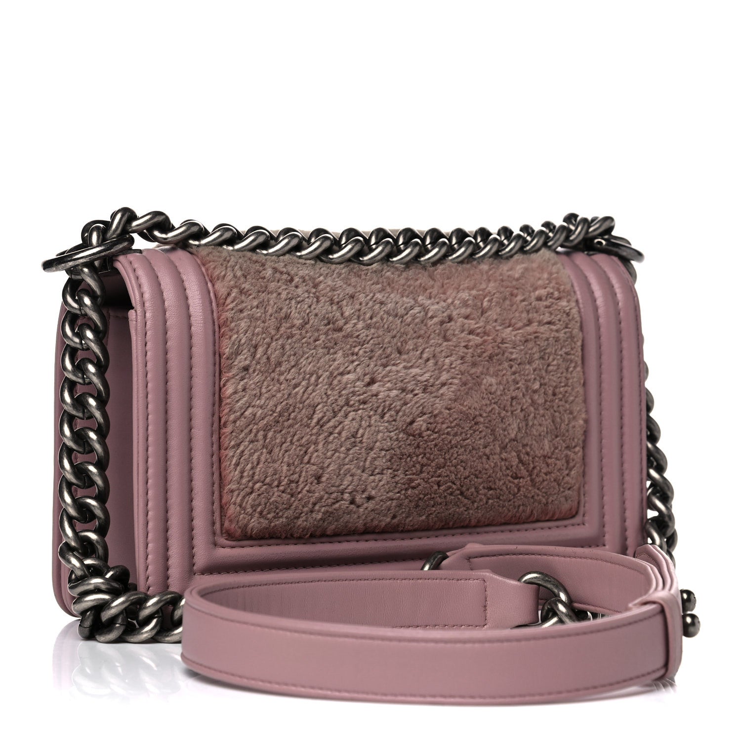 Chanel Fur Calfskin Small Boy Flap Pink 3 of 16