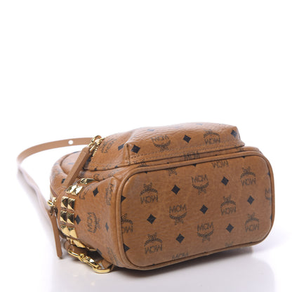 MCM Visetos Side Stud X-Mini Stark Bebe Boo Backpack Cognac 3 of 9