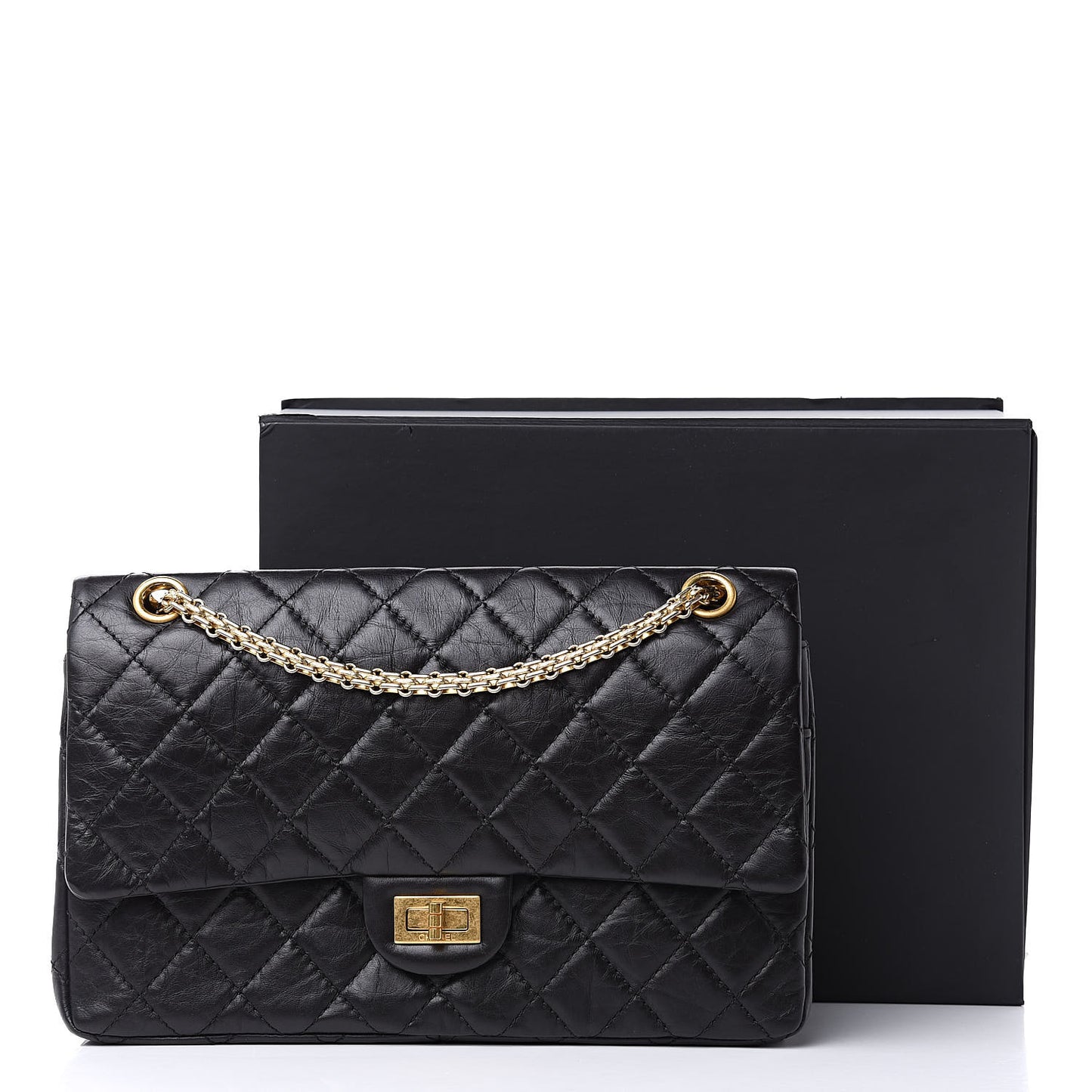 Aged Calfskin Quilted 2.55 Reissue 226 Flap Black