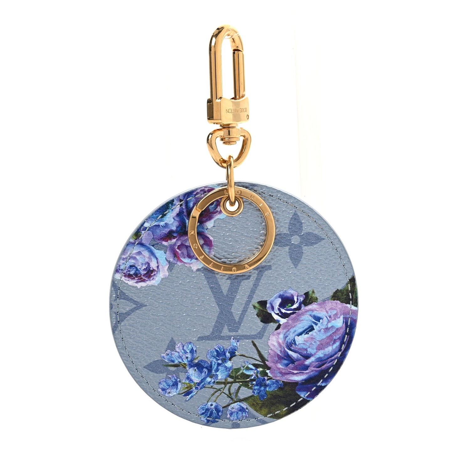 Metallic Monogram LV Garden Illustre Bag Charm Key Ring Blue