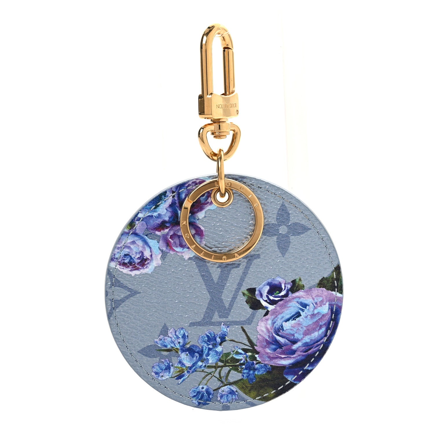 Louis Vuitton Metallic Monogram LV Garden Illustre Bag Charm Key Ring Blue 1 of 3