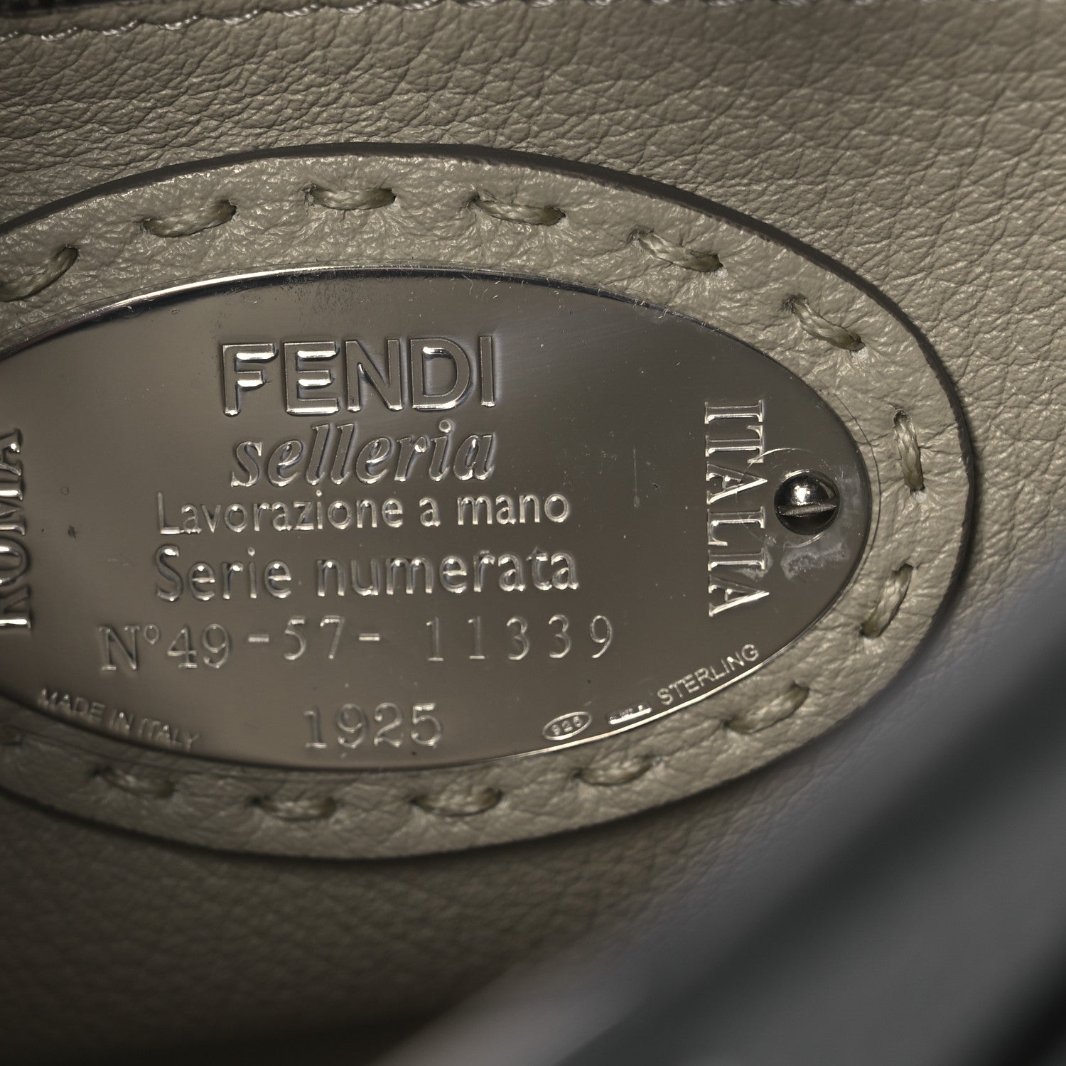 Fendi Cuoio Romano Selleria Bi-Color Mini Peekaboo Iconic Satchel Asfalto Latte 6 of 11