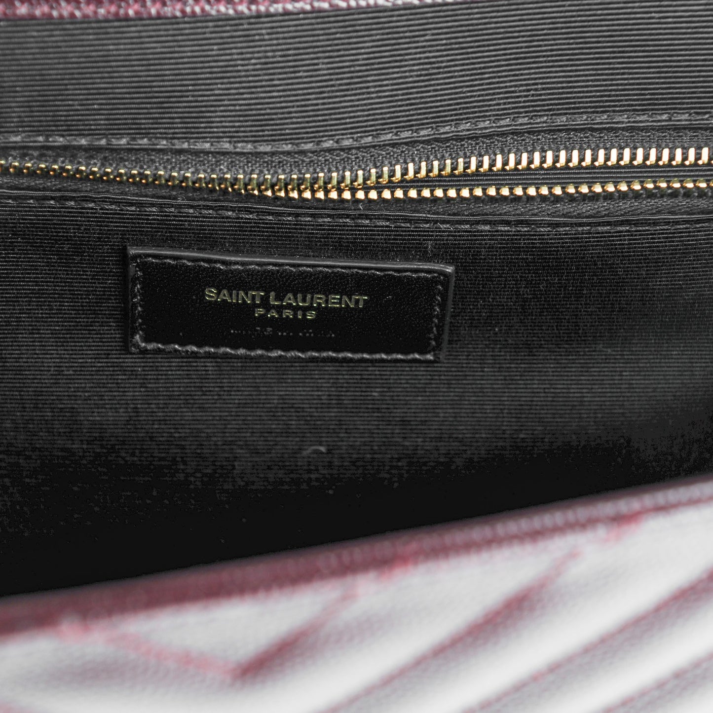 Grain De Poudre Matelasse Chevron Large Monogram Satchel Burgundy