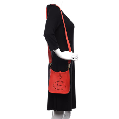 Hermes Taurillon Clemence Evelyne TPM Rouge Tomate Rouge Pivoine 2 of 11