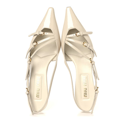 Miu Miu Vernice Buckle 55mm Slingback Pumps 37 White 2 of 8