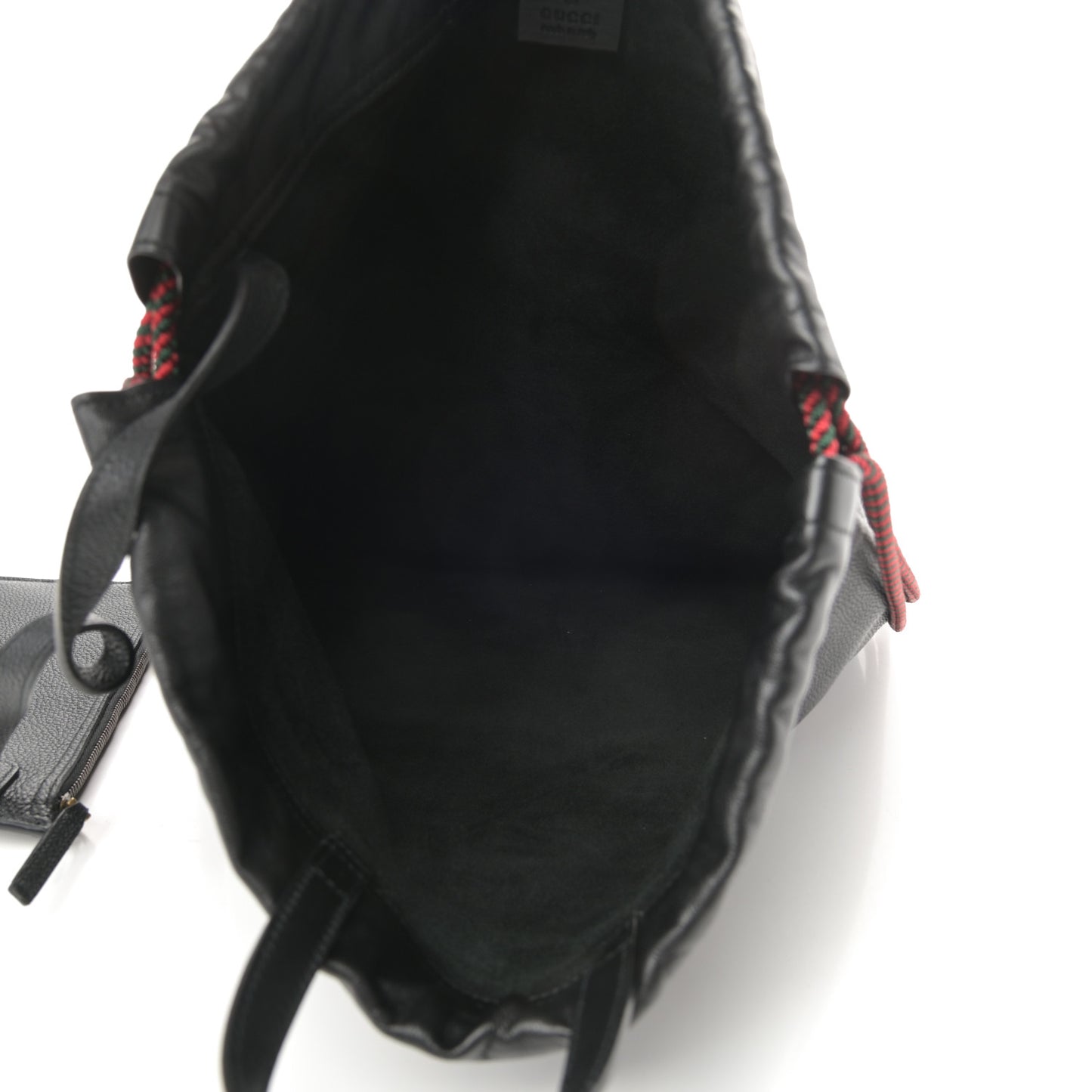 Calfskin Logo Drawstring Backpack Black