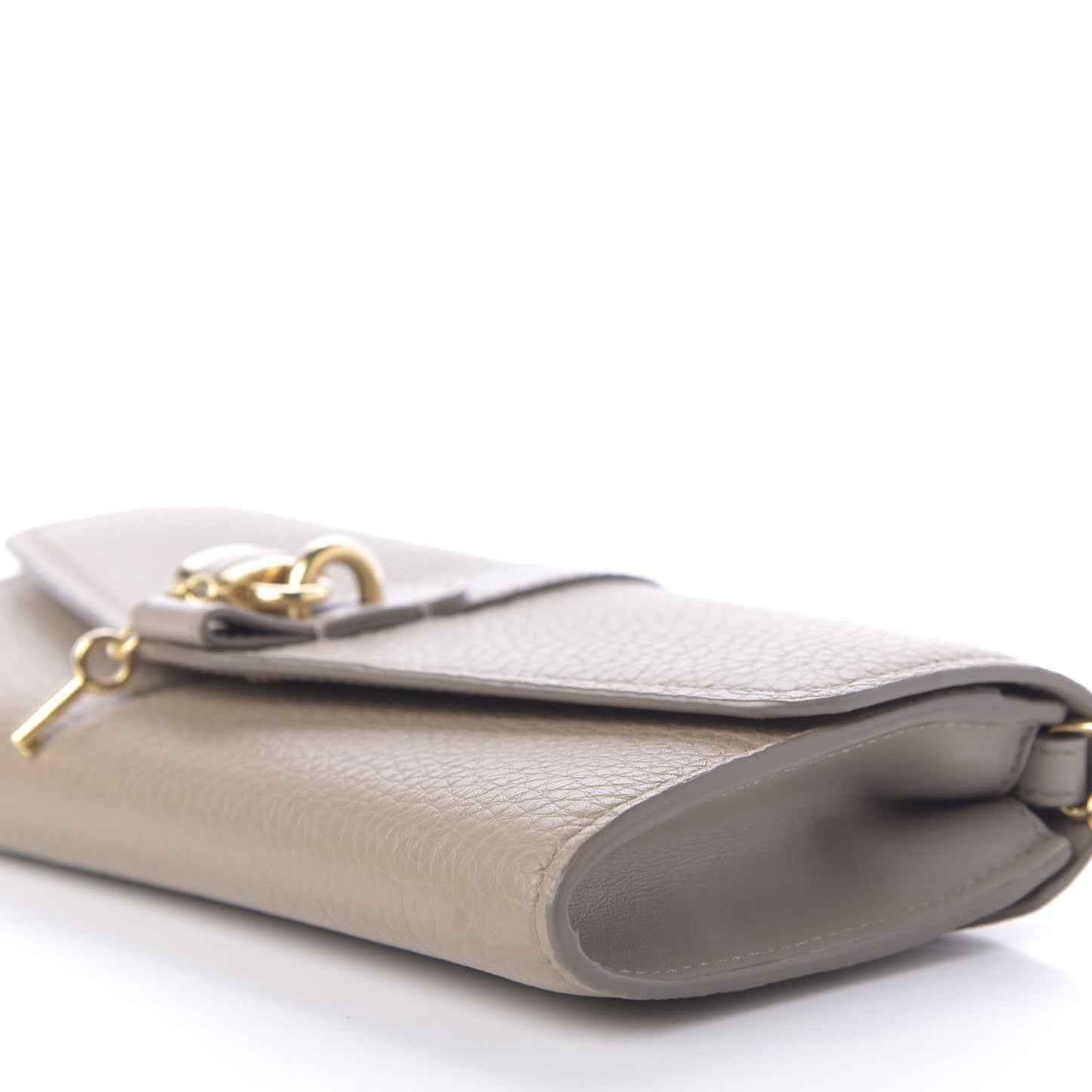 Grained Calfskin Aby Chain Wallet Motty Grey
