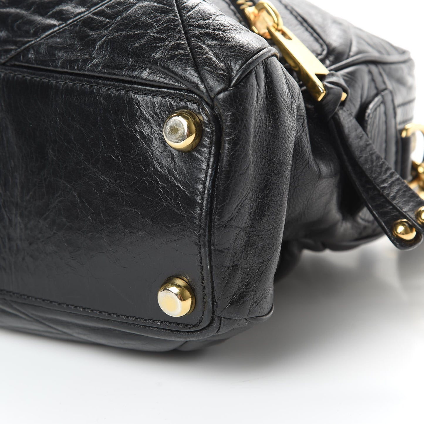 Lambskin Patchwork Quilted Venetia Satchel Black