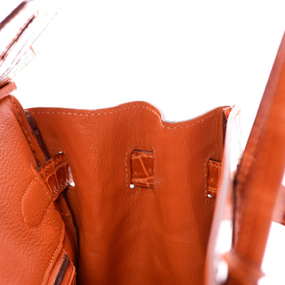 Hermes Shiny Porosus Crocodile Birkin 30 Orange 24 of 29