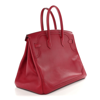 Hermes Tadelakt Ghillies Birkin 35 Rubis 3 of 12
