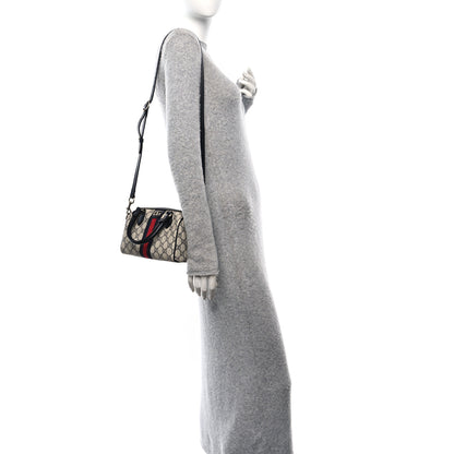 Gucci GG Supreme Monogram Textured Dollar Calfskin Web Mini Ophidia Top Handle Bag Beige Blue 2 of 10