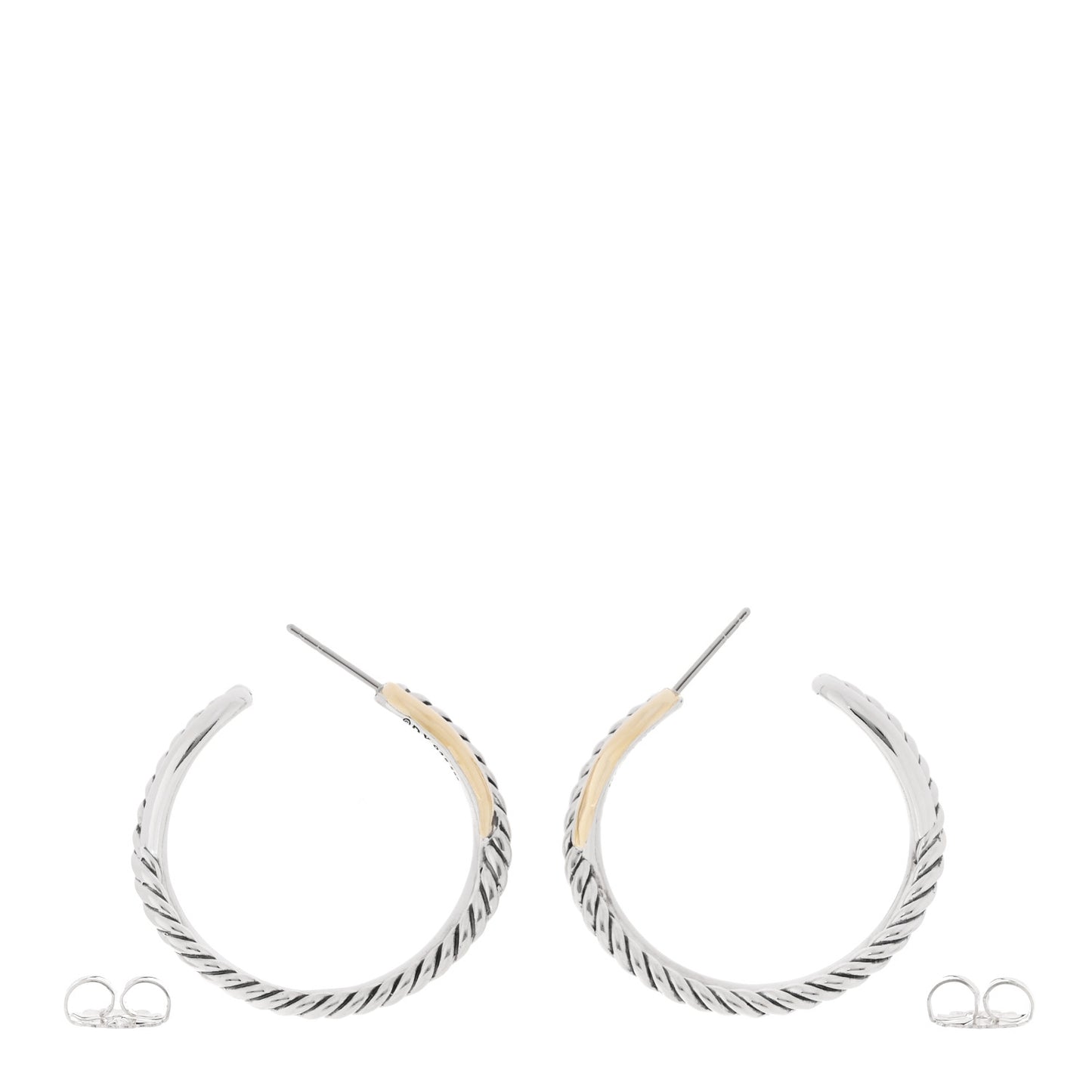 Sterling Silver 14K Yellow Gold Crossover Cable Hoop Earrings