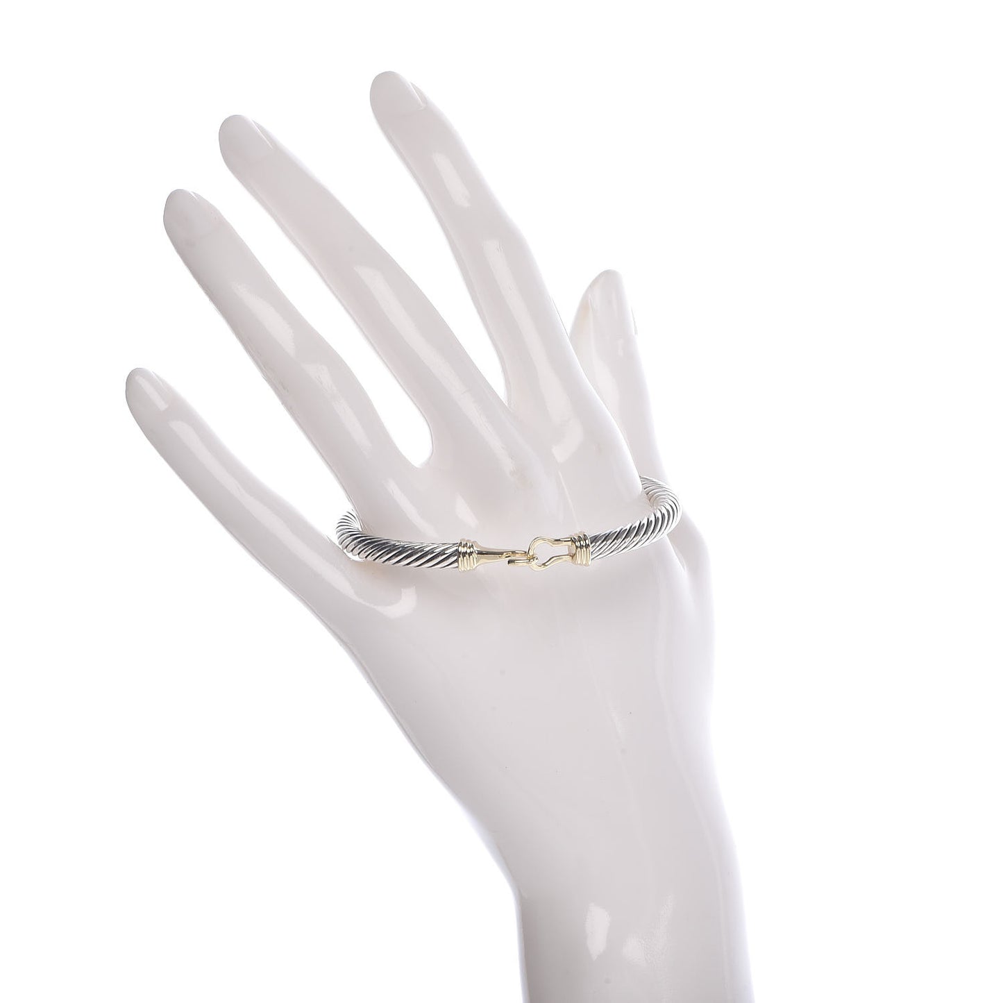Sterling Silver 14K Yellow Gold 5mm Cable Classic Buckle Bracelet