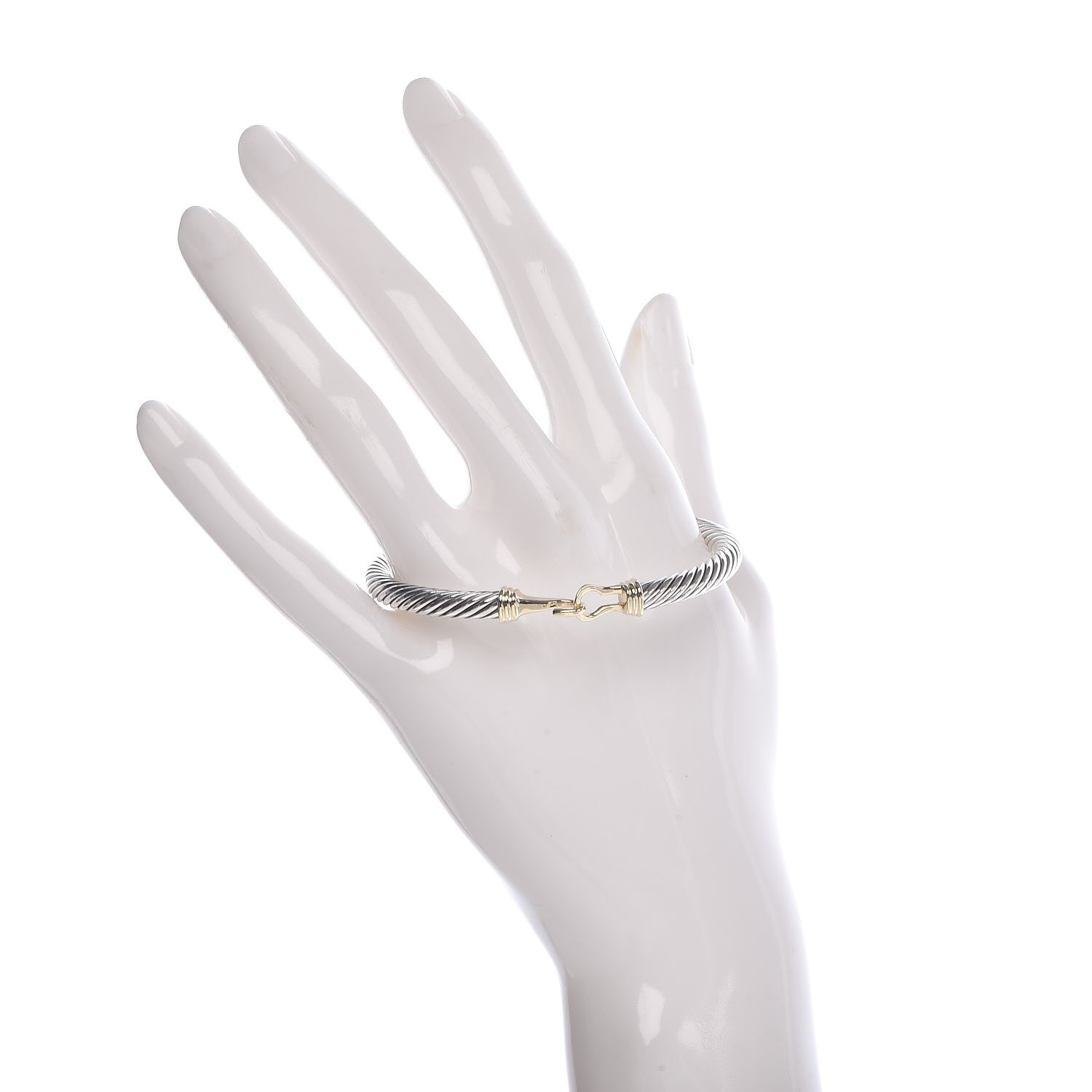 David Yurman Sterling Silver 14K Yellow Gold 5mm Cable Classic Buckle Bracelet 2 of 4