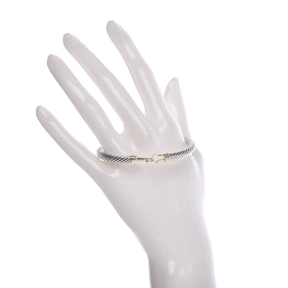 David Yurman Sterling Silver 14K Yellow Gold 5mm Cable Classic Buckle Bracelet 2 of 4