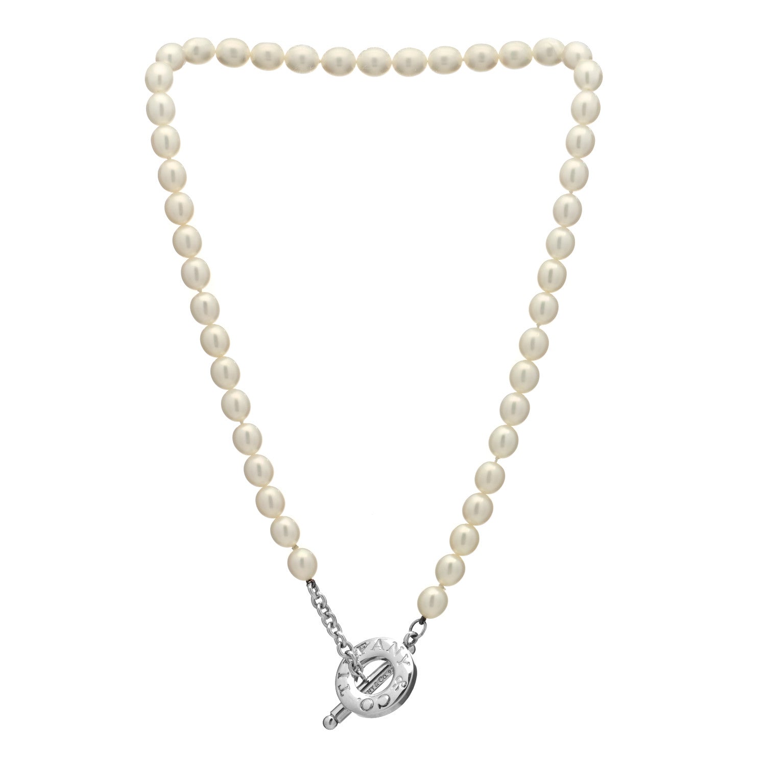 Tiffany Sterling Silver Pearl Strand Toggle Necklace 3 of 4