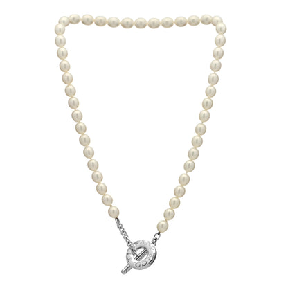 Tiffany Sterling Silver Pearl Strand Toggle Necklace 3 of 4