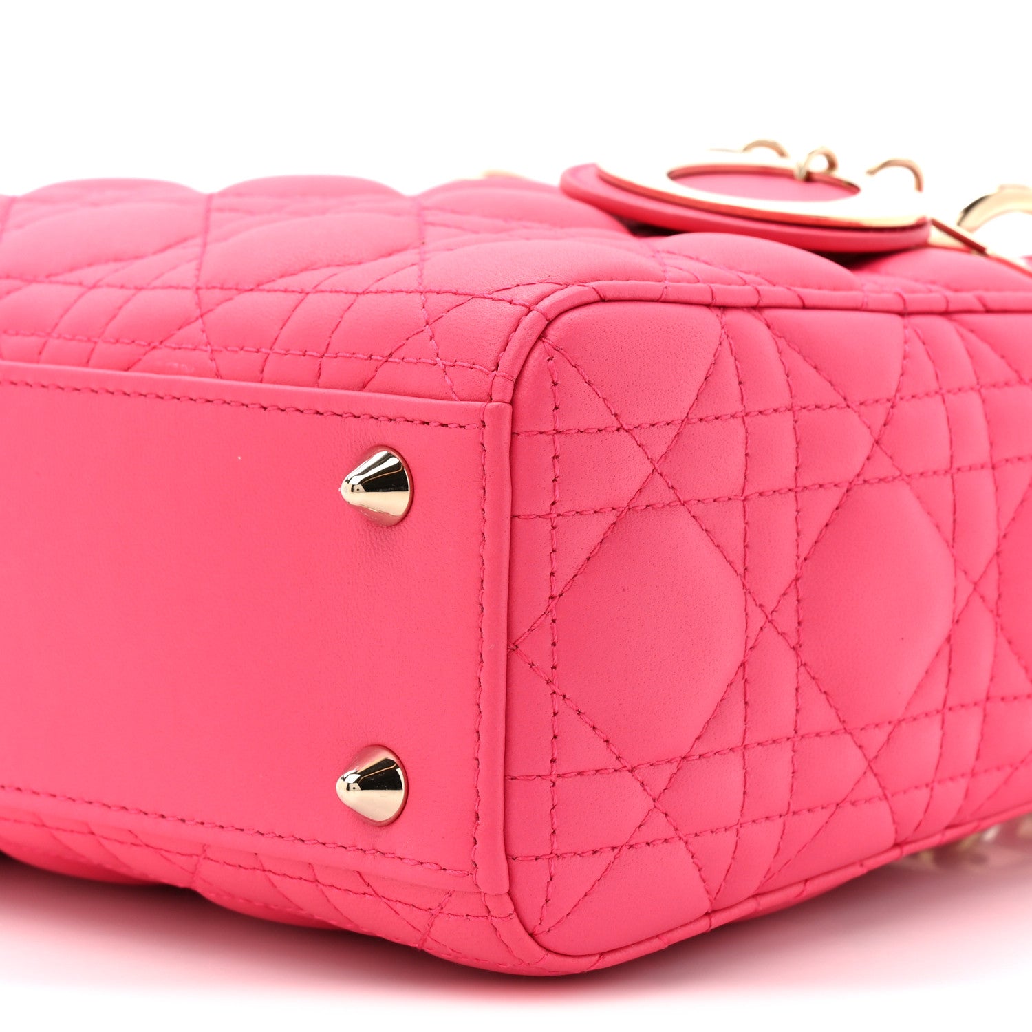 Christian Dior Lambskin Cannage Small My ABCDior Lady Dior Fraise