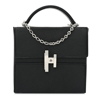 Hermes Chevre Mysore Cinhetic Boxy Top Handle Bag Black Bleu Electrique 1 of 11