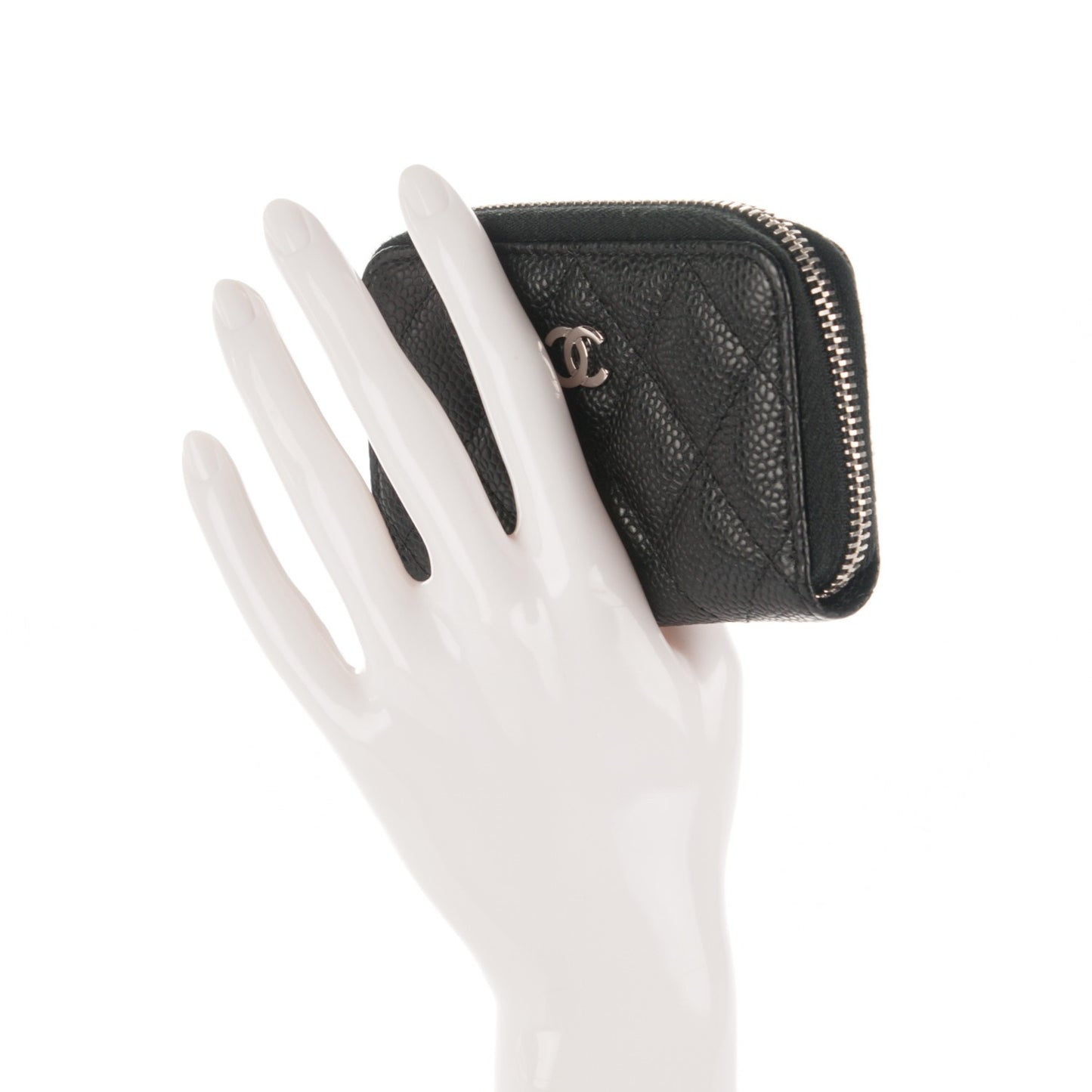 Caviar Quilted Zip Coin Purse Black