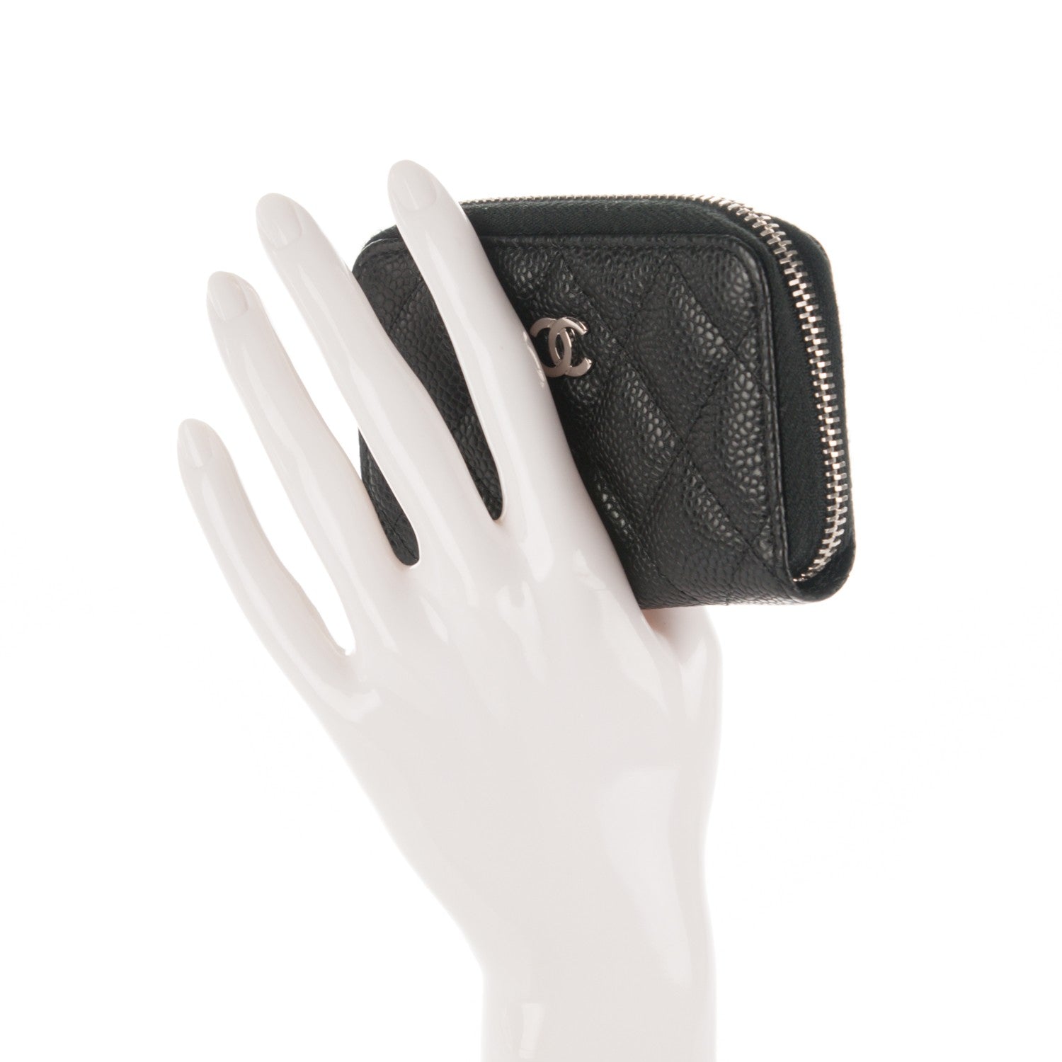 Chanel Caviar Quilted Zip Coin Purse Black 2 of 7