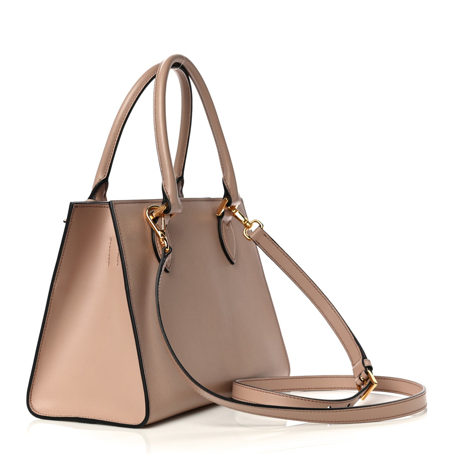 Saffiano Soft Calfskin Monochrome Top Handle Frame Bag Cipria
