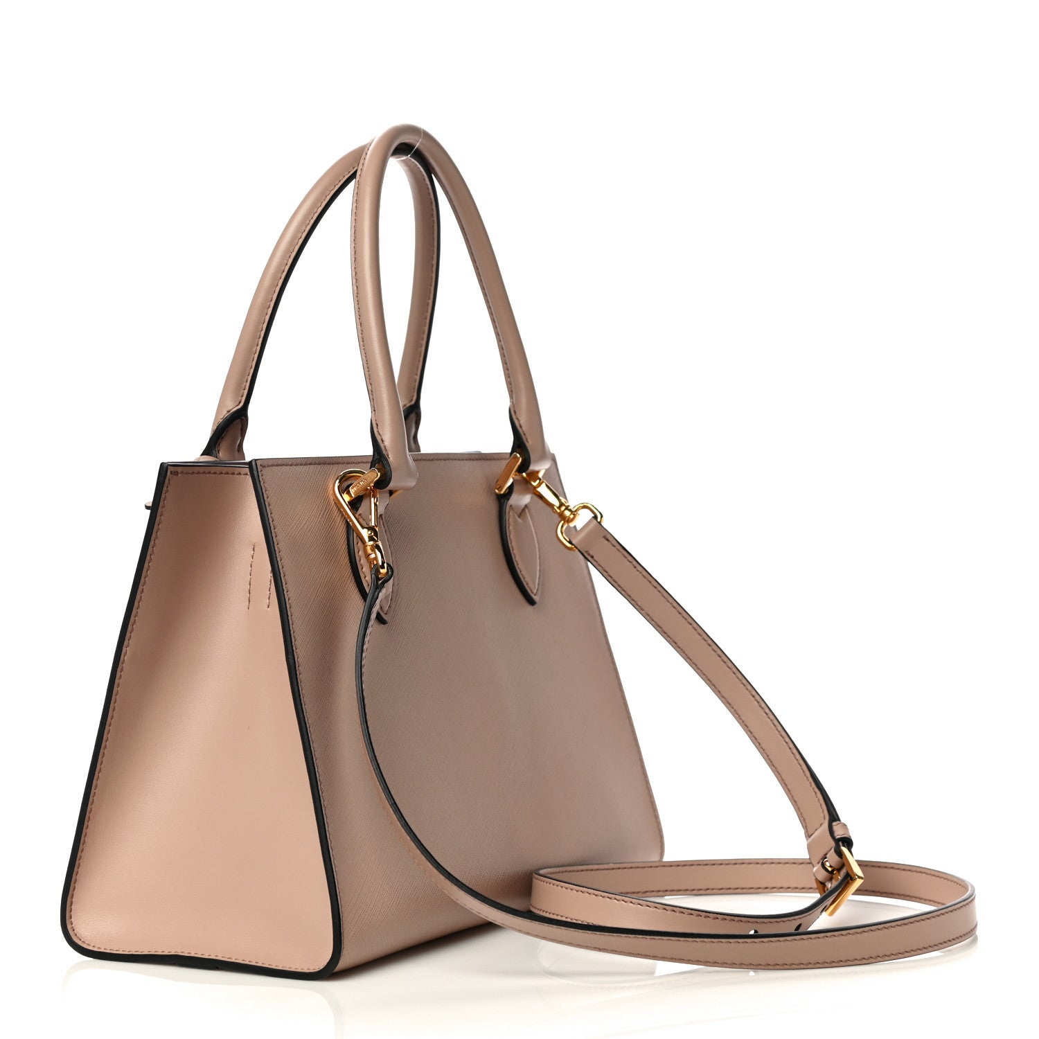 Prada Saffiano Soft Calfskin Monochrome Top Handle Frame Bag Cipria 2 of 9