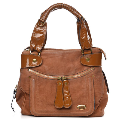 Chloe Suede Patent Bay Tote Brown 1 of 7