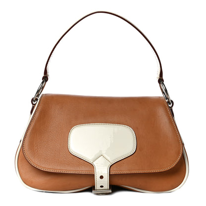 Prada Vernice Old Calfskin Saddle Bag Sabbia Naturale White 1 of 16