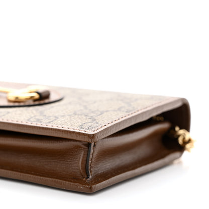 Gucci GG Supreme Monogram Azalea Calfskin Horsebit 1955 Wallet On Chain Beige Ebony Brown Sugar 11 of 12