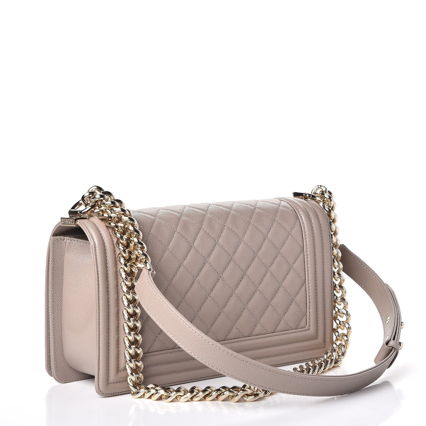 Caviar Quilted Medium Boy Flap Dark Beige