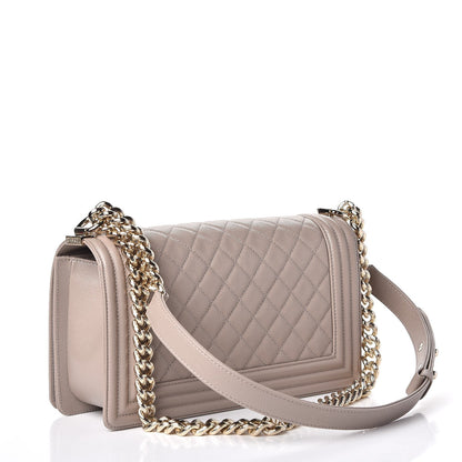 Chanel Caviar Quilted Medium Boy Flap Dark Beige 3 of 9