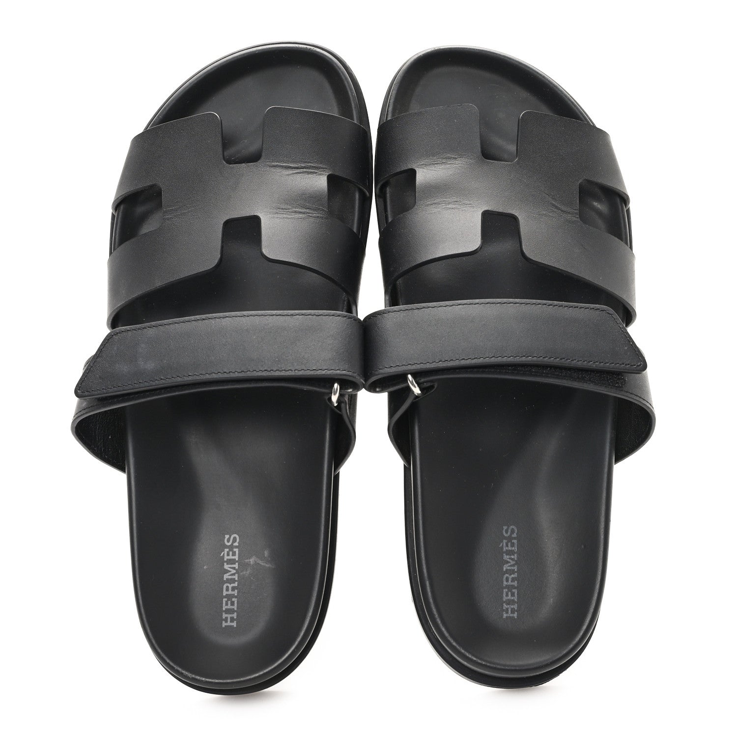 Hermes Calfskin Womens Chypre Sandals 40.5 Black 2 of 10