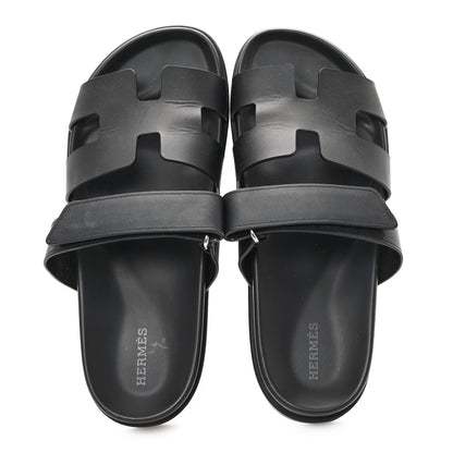 Hermes Calfskin Womens Chypre Sandals 40.5 Black 2 of 10