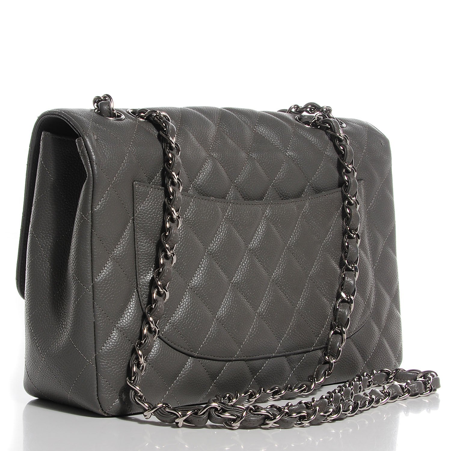 Chanel Caviar Quilted Jumbo Single Flap Grey 3 of 8